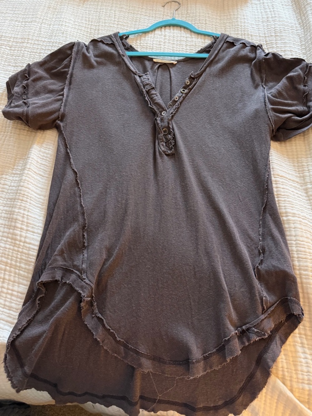 We The Free Washed Black Short-Sleeve Henley Tunic